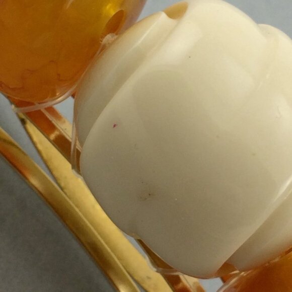 Vtg Large Plastic Beaded French Barrette Hair Clip Made in France Faux Amber - Picture 9 of 16